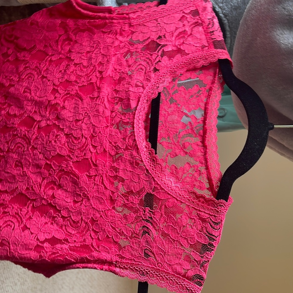 7th Avenue New York & Co Orange Sleeveless Lace Top